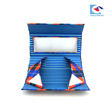 caja de regalo plegable de cartón personalizado embalaje azul con ventana